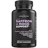 Livingood Daily Mood Support Supplement for Women & Men, 14-in-1 Formula with L Theanine, Lemon Balm, GABA, Saffron, 5-HTP & B12, Supports Focus & Emotional Wellness, Gluten Free, Vegan, 60 Capsules