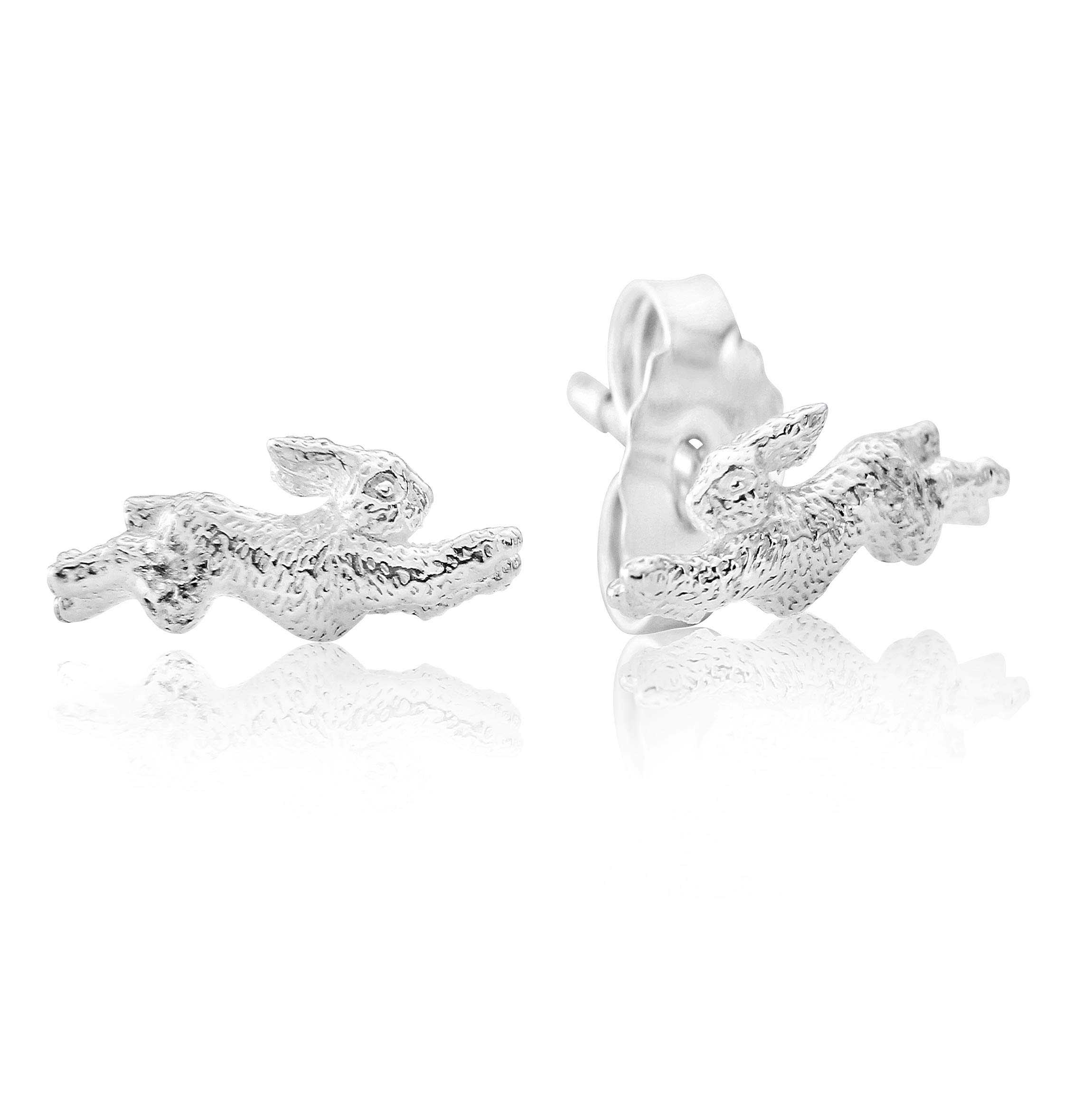 GEMMA J SILVER HARE STUD EARRINGS
