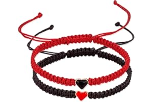 By Isla Jewelry Set of 2 Colorful Heart Beaded Matching Bracelets for Couples and Friendships | Adjustable Couple Bracelets set | Friendships Bracelets set | Couples Gift for Anniversary | Best Friend Bracelets | Gift for Boyfriend Girlfriend | Valentines Gifts | Long Distance Bracelets for Partners