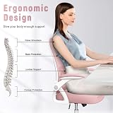 naspaluro Office Chair Ergonomic Desk Chair 90° Flip-Up Armrest Pink view 2