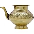 Gold Tone Brass Karwa Chauth Lota Prayer Temple Badna Pooja Kalash Water Pot