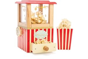 Le Toy Van - Wooden Honeybake Retro Popcorn Machine | Cinema, Kitchen Or Movies Pretend Play | Movie Night Role Kids Play Toy