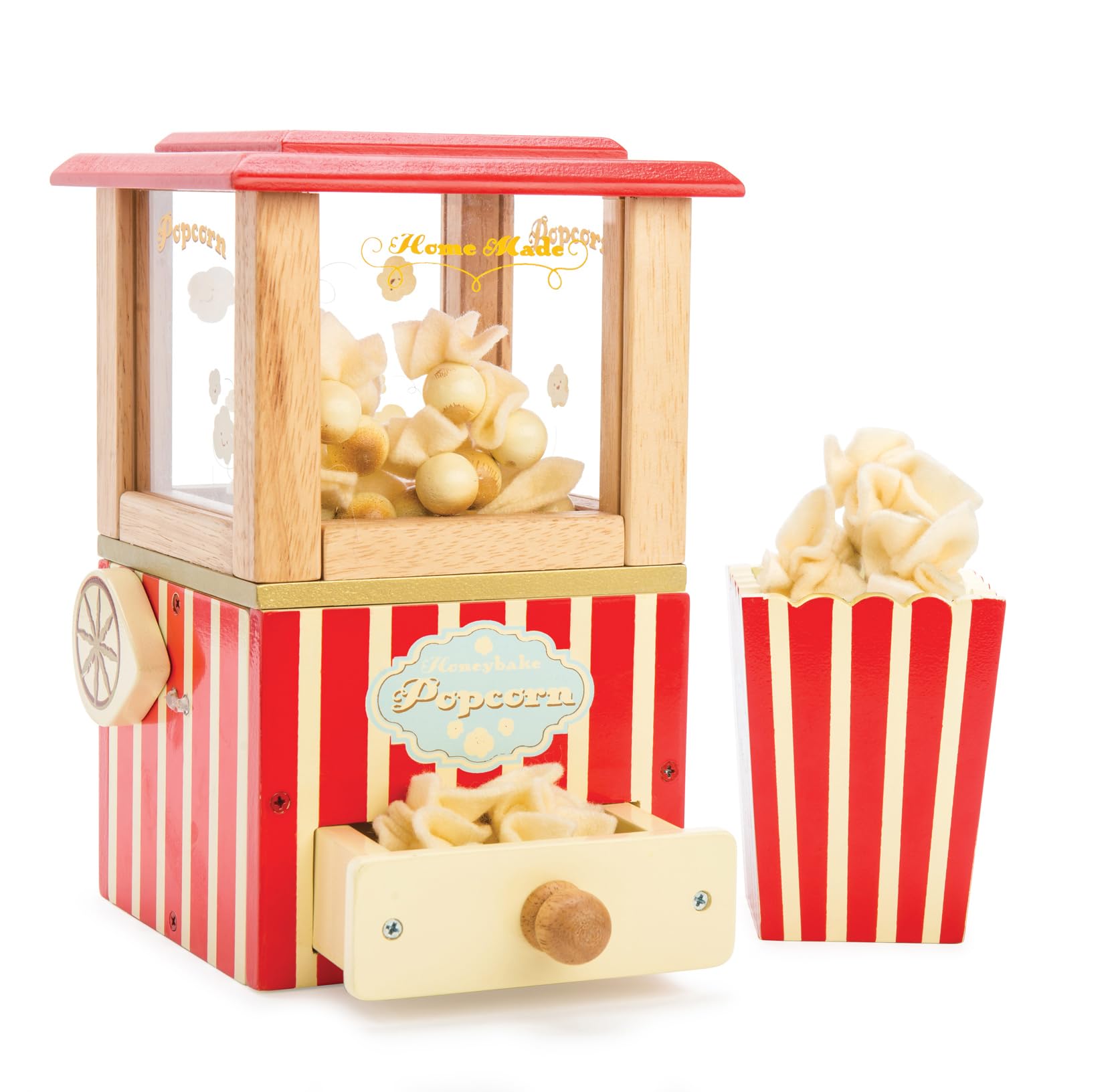Le Toy Van - Wooden Honeybake Retro Popcorn Machine Role Kids Play Toy | Cinema, Kitchen Or Movies Pretend Play, Red