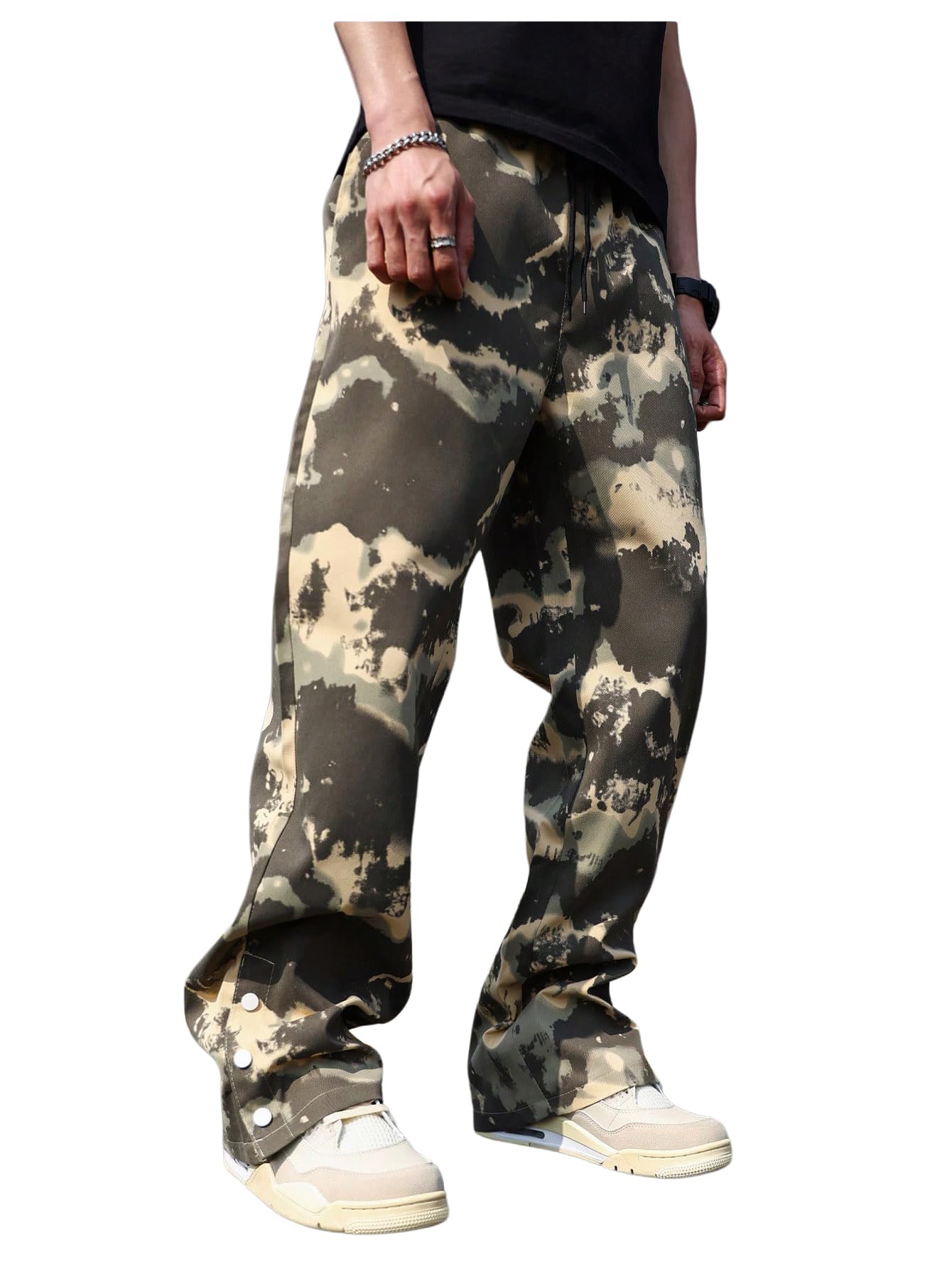 Men's Y2K Contrast Piping Sweatpants - Drawstring Waist, Tapered Ankle, Letter Pocket Joggers, Streetwear Casual Pants