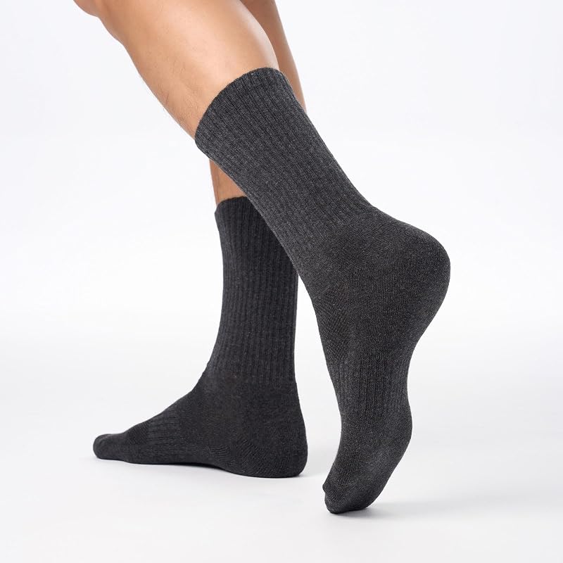Chaussettes Homme Femme, Chaussettes Sport Respirantes, Chaussettes Coton Sans Couture, Idéales pour Travail, Course, Marche, Casual, Tennis, 6 Paires, Noir Blanc Gris, 39-42 — photo 2 sur 8