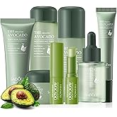 7pcs Avocado Skincare Kit, Skin Care Gift Set with Facial Cleanser, Toner, Lotion, Face Serum, Face Cream, Eye Cream, Lip Balm For Hydrating Skin Anti-Aging Skin For Women Teen Girls (7 Count)