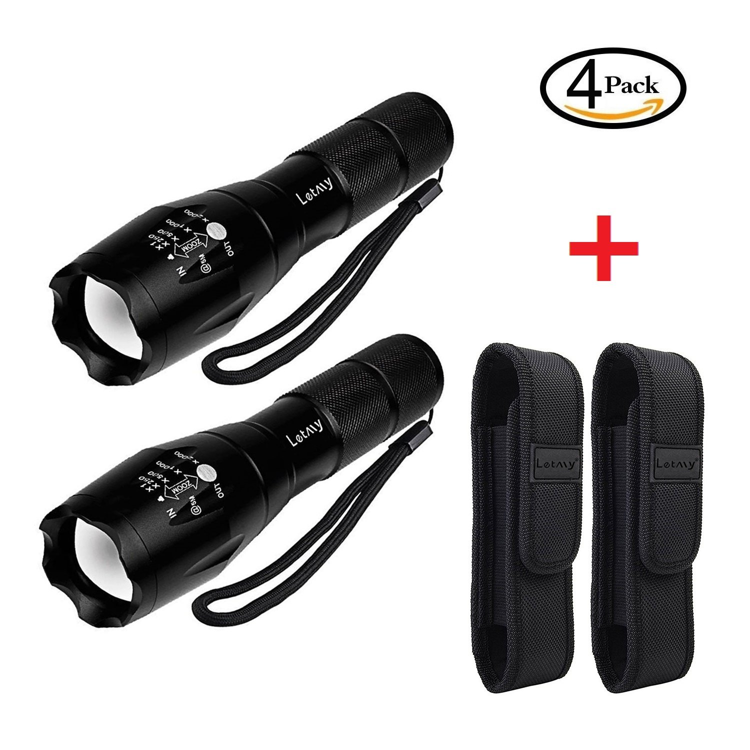 As Seen on TV XML T6 Tactical Flashlight 2 Pack Tac Light Torch Flashlight