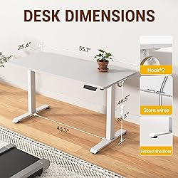 Veken 55 Inch Large Electric Standing Desk,Sit to