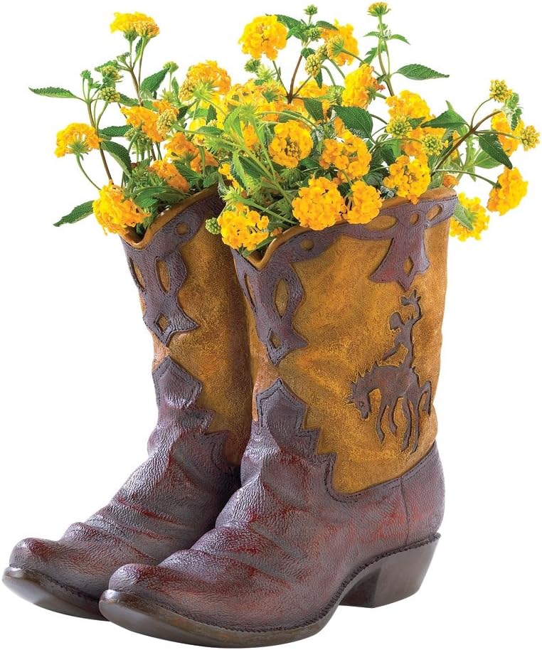 cowboy boots with flowers in them