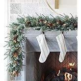 Somikis 9FT Christmas Garland, Battery Operated Pre-Lit Xmas Garland, w/LED Lights and Realistic Arctic Spruce Pine Cones, for Mantle Stair Railing Indoor Outdoor
