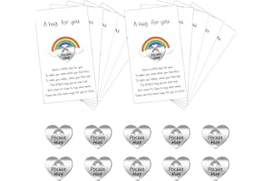 Gersoniel 20 Sets Little Heart Pocket Hug Token Bulk Metal Heart Token Hug Coin Greeting Card Long Distance Relationship Soci