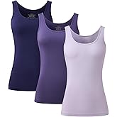 COLORFULLEAF Women's Long Tank Tops Bamboo Rayon Sleeveless Layering Camisole Summer Tank Tops for Women Undershirts 3 Pack