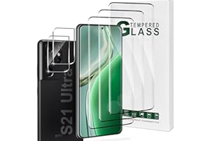 Geviaho [3+2 Pack] Galaxy S21 Ultra Screen Protector with Camera Lens Protector, HD Transparency, No Bubbles, Fingerprint Unlock, 9h Hardness Tempered Glass, for Samsung Galaxy S21 Ultra (6.8 Inch)