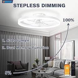 VOLISUN Low Profile Ceiling Fans with Light and