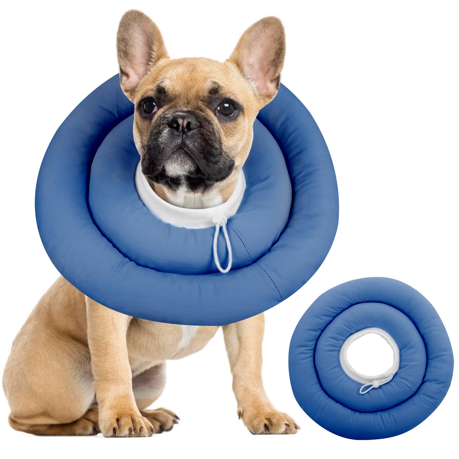 Photo 1 of IDOMIK Dog Recovery Collar, Waterproof Soft Dog Cone After Surgery, Comfy Protective Elizabethan Collar Alternative for Dogs Cats, Adjustable Pet Neck Donut Cone Anti-Licking Biting Wounds,Navy,S