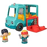 Fisher-Price Little People Musical Toddler Toy Serve It Up Food Truck Vehicle with 2 Figures for Pretend Play Kids Ages 1+ Years