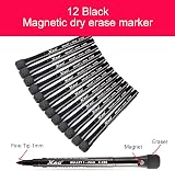 ABEIER Whiteboard Marker 12 Black Magnetic Sponge Dry Wipe Round Tip 1-2mm view 3