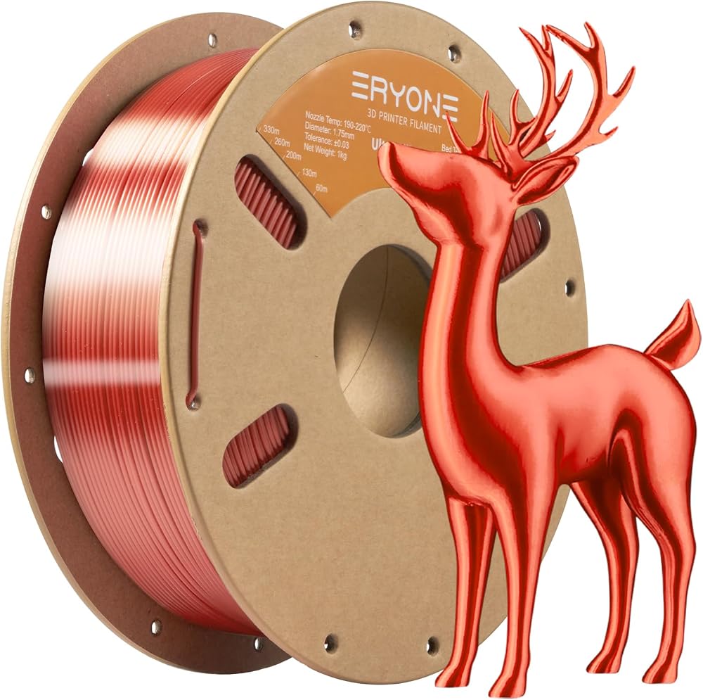 ERYONE Ultra Silk PLA Filament 1.75mm Copper 1kg 3D Printer