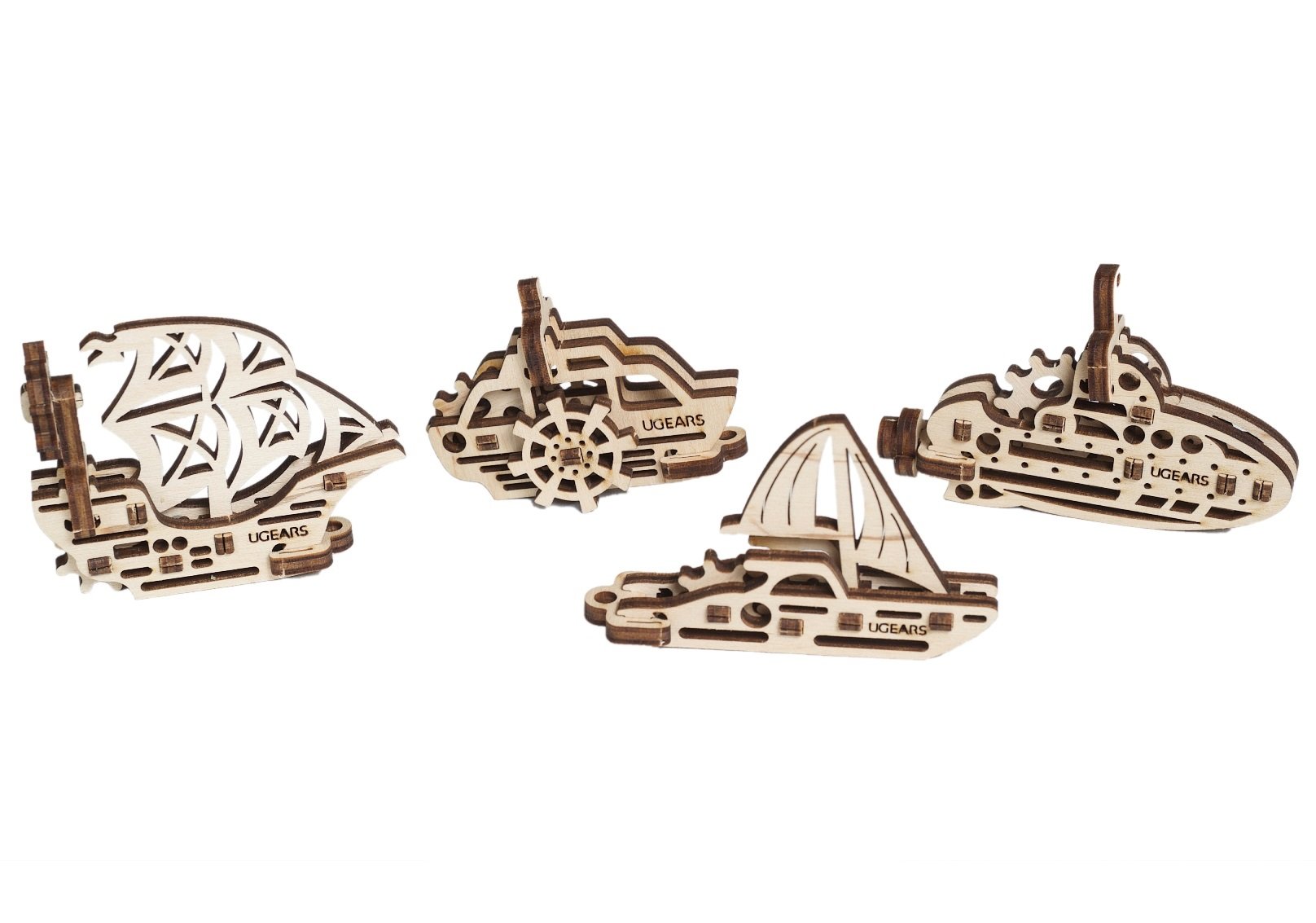 UGears U-Fidgets s - Mechanical Puzzle Trinkets - Set of 4 models - Anti-stress 3D Puzzle - Self Assembly Kit - 4 mini Models - Miniature Model - Mechanical Models - Plywood Building Set