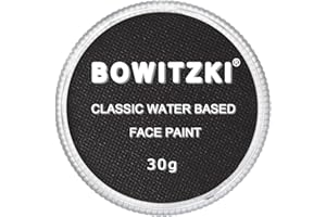 Bowitzki 30g Professional Face Paint Body Paint Water Based Face painting Makeup Safe for Kids and Adults Split Cake Single Color Halloween Christmas - Black