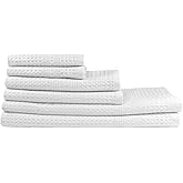 GILDEN TREE Waffle Towel Set Quick Dry Thin | 2 Bath Towels | 2 Hand Towels | 2 Washcloths, Classic Style (White)