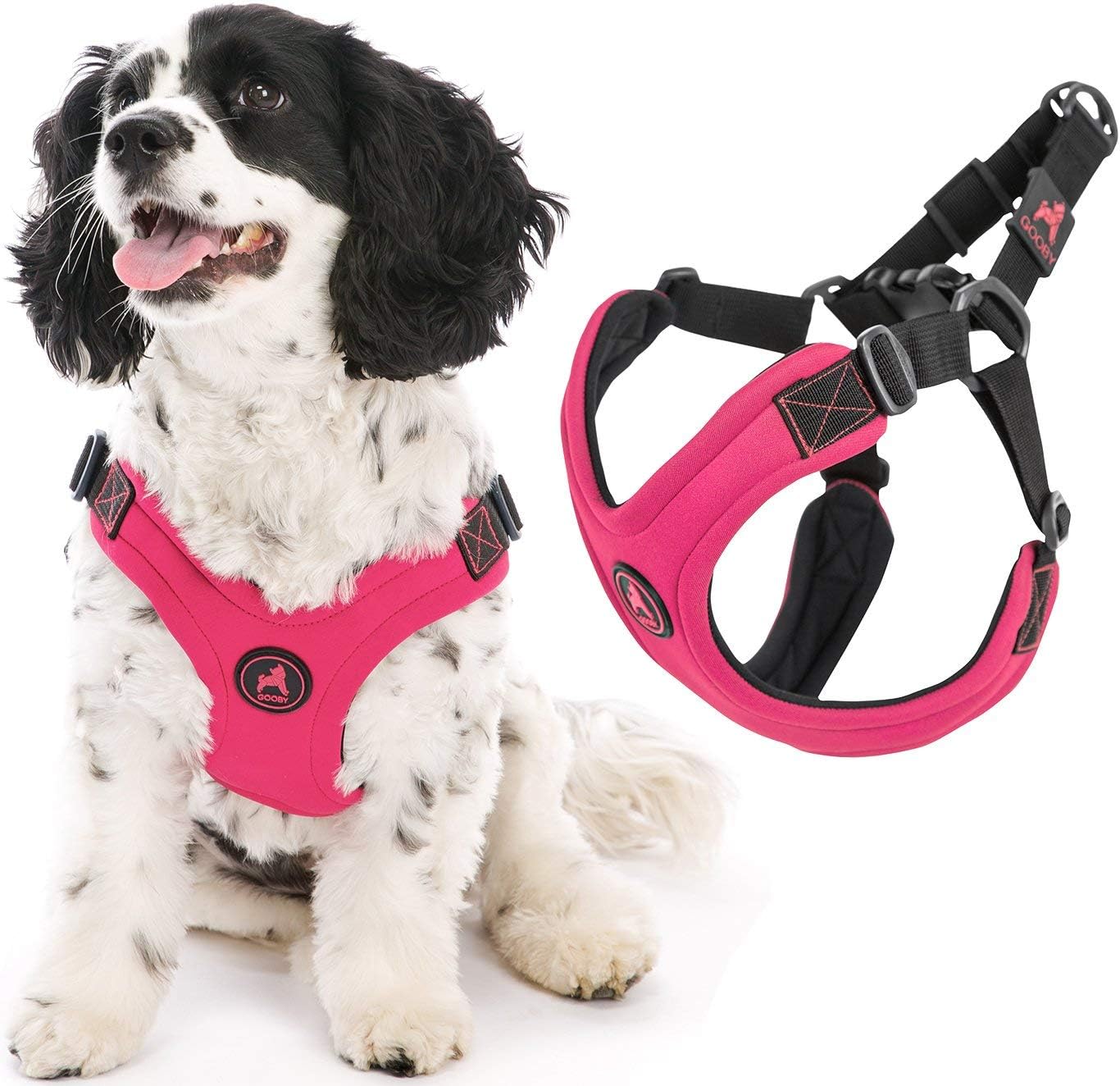 Gooby Escape Free Sport Harness, Pink, Large, No Choke Step-in Patented Neoprene Small Dog Harness with Four-Point Adjustment