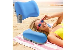 ANTFUNY Inflatable Neck Pillow for Beach Travel Camping Picnic Outdoor Small Compact Towel Blanket Clip Quick Dry Oversized xl Extra Large Cloud Turkish Cotton Microfiber Bulk Mat Sand Free Waterproof