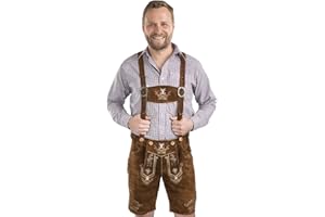 SCHÖNEBERGER TRACHTEN COUTURE Schöneberger Men's Bavarian Lederhosen Brown - Oktoberfest Leather Trousers