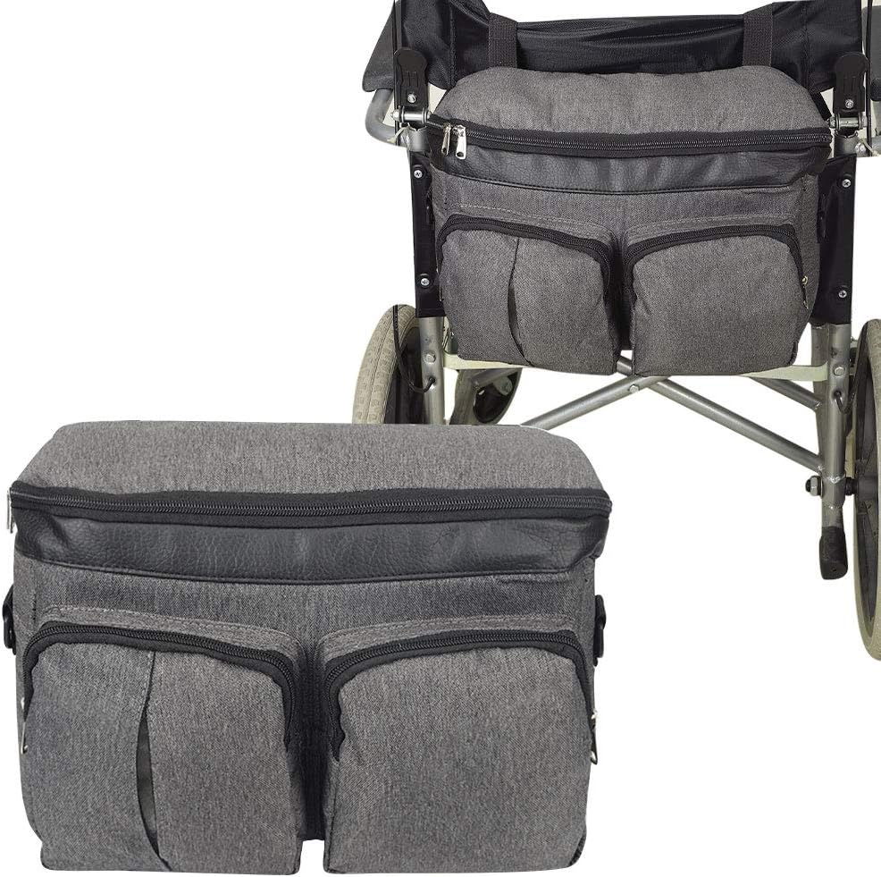 Wheelchair Backpack Bag Free Hands, Transport Chairs Side Organizer Storage Backpack Pouch Fits Walkers, Rollators，Scooters, Waterproof Walker Accessories Pouch: Health & Personal Care