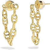 Gold Chain Earrings for Women, 18K Gold/Silver Plated Sterling Silver Posts Dangle Mariner Chain Earrings for Women Gold Studs Drop Earrings Earscapes Trendy Hypoallergenic Jewelry Gifts