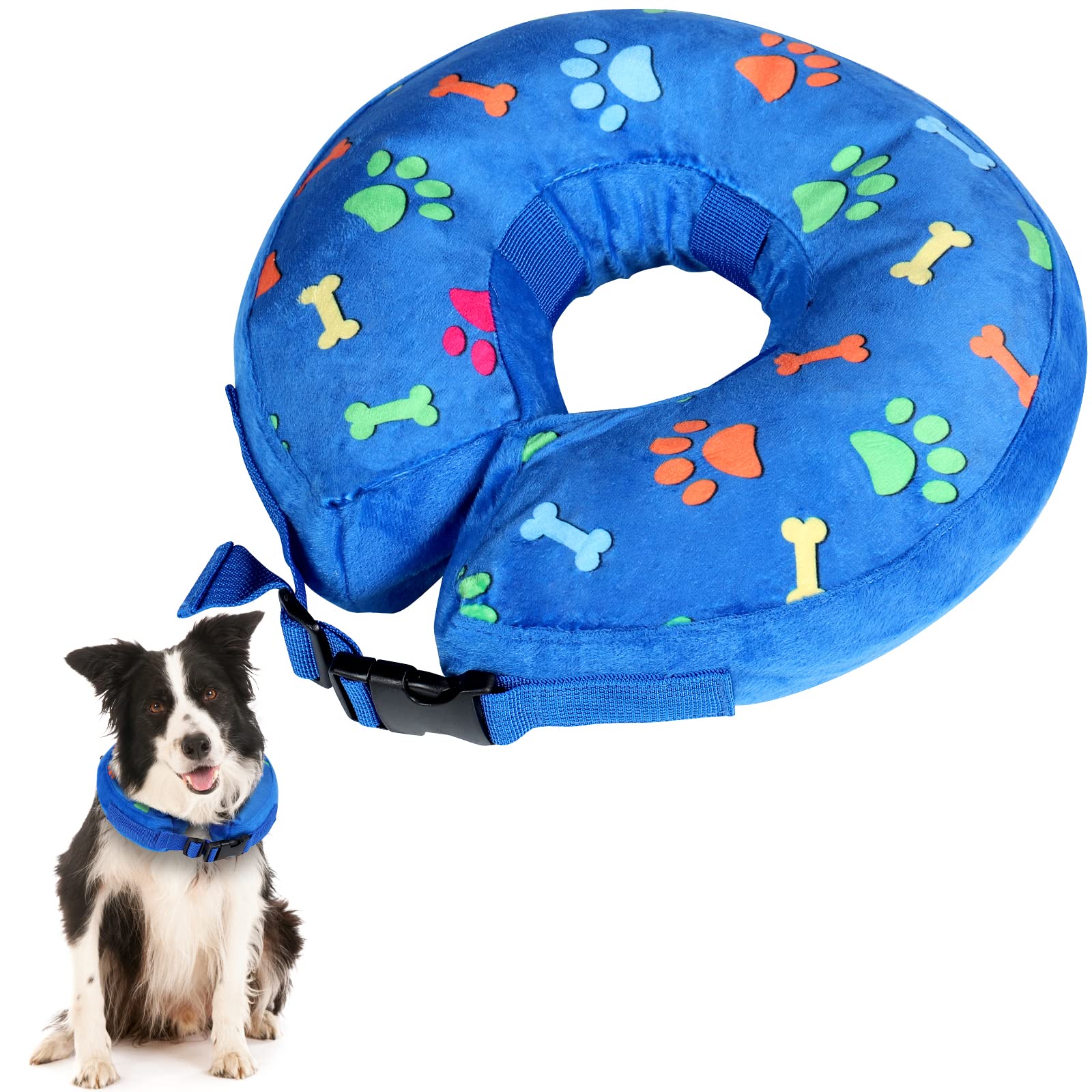 ANWA Inflatable Dog Collars for After Surgery, Adjustable Buster Collars for Dogs, Soft Dog Cone Alternative