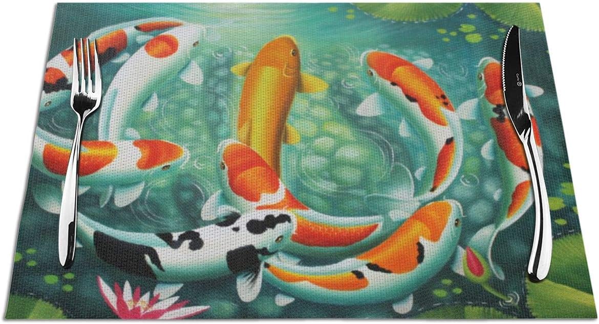 FUNCOOLCY Awesome Japanese Koi Fish Placemats for Dining