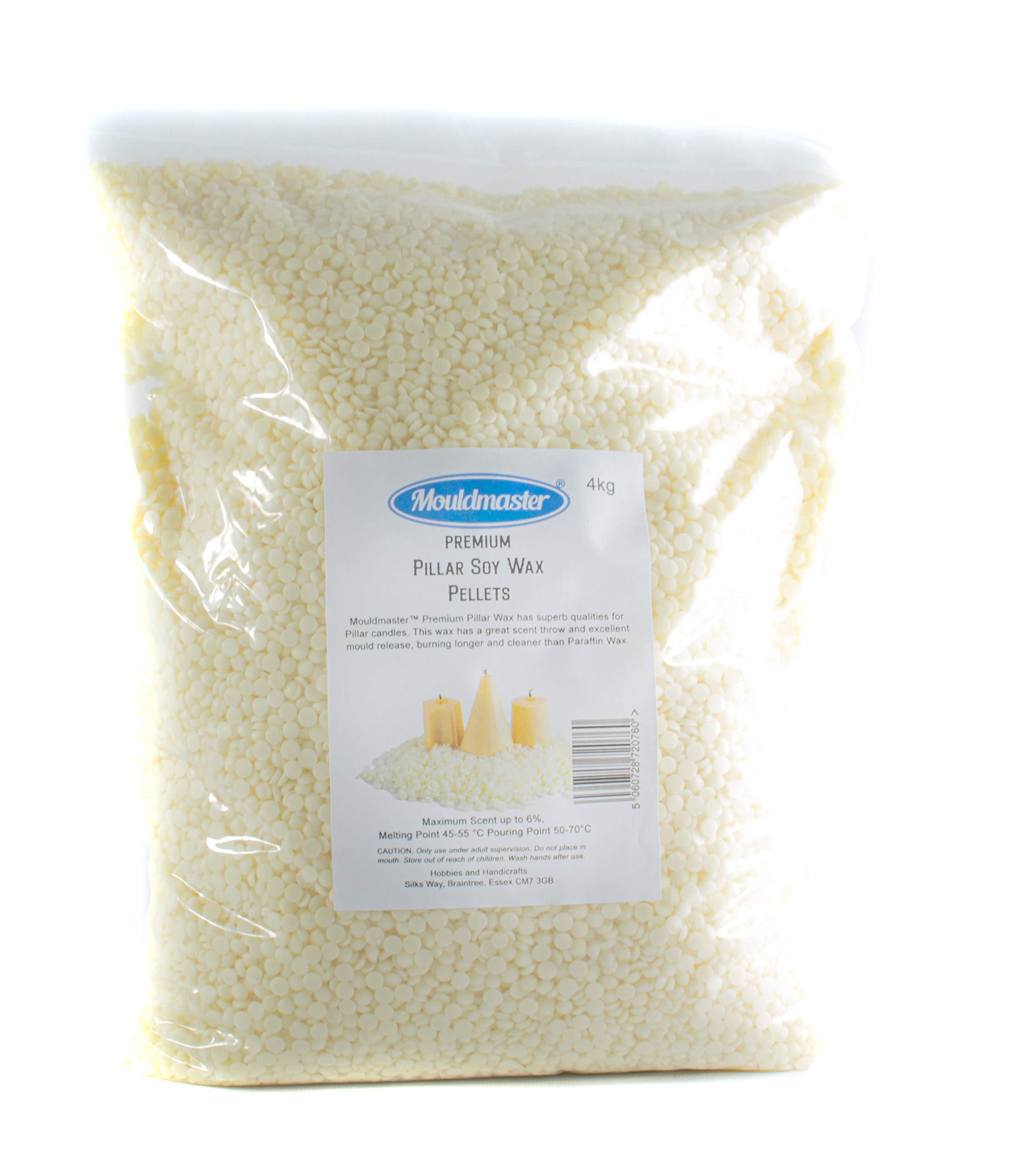 Mouldmaster Premium Pillar Soy Wax Pellets 4 KG, White/Cream, 4KG, MP10