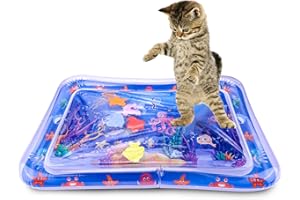 Palksky Water Sensory Play Mat for Cats, Cat Water Playmat for Self Play, Interactive Cat Toys for Indoor Cats,Cat Activity Mat for Cat Entertainment （Square）