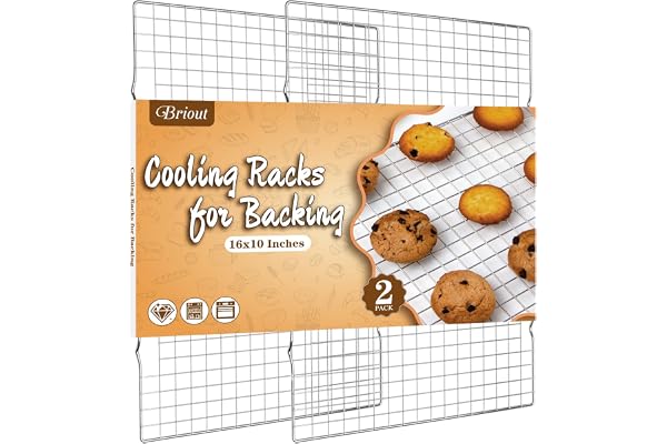 Cooling Rack for Baking 2-Pack, 16x10 Inches Baking Rack, Thick Wire Cookie Rack for Cooking, Roasting, Grilling, Drying, Ove