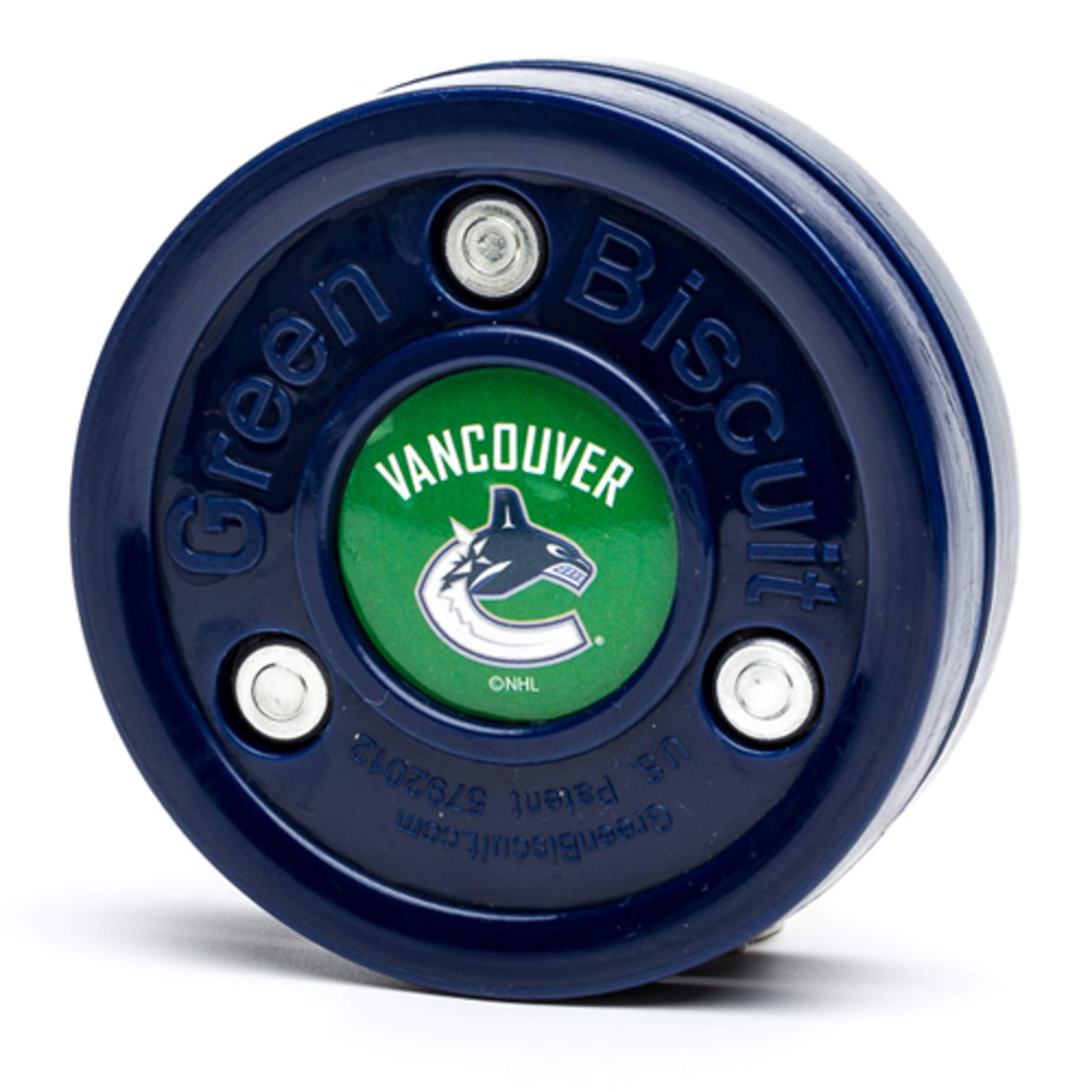 Green Biscuit NHL Teams Original Passing/Handling Training Puck (Vancouver Canucks) - Off-Ice/Street Hockey Puck