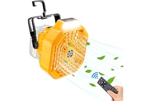 Taingwei Portable Fan with Remote for Dewalt 20v 60v Battery,Battery Operated Fan with 3 Energy Efficient Speed Settings and Dimmable Led Light for Camping,Emergency and Job Site(Tool Only)