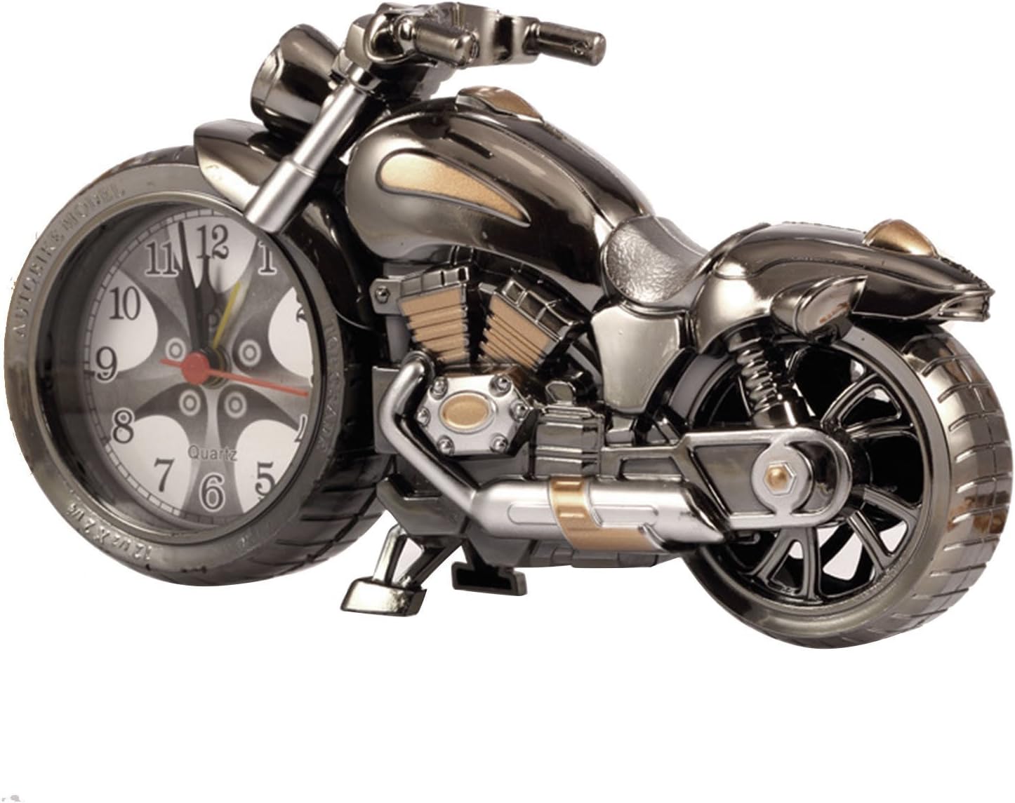 Gearmax Retro Motorcycle Style Students Alarm Clock Desk Time Clock Cool Motorbike Model Home Office Shelf Decoration Novelty Birthday Gift Brown (4 desighs