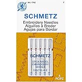 SCHMETZ Embroidery Sewing Machine Needles - Precision Needles, Assorted Sizes, 5- Needle Cards, Pack of 1