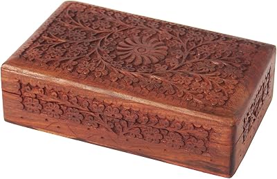 Store Indya Handcrafted Wooden Jewelry Box Floral Decorative Keepsake Chest