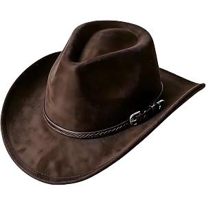 Classic Western Cowboy Hat,Roll Up Brim Sun Hat with Belt Buckle-Unisex for Ranch, Festival, Party & Daily Outdoor Wear