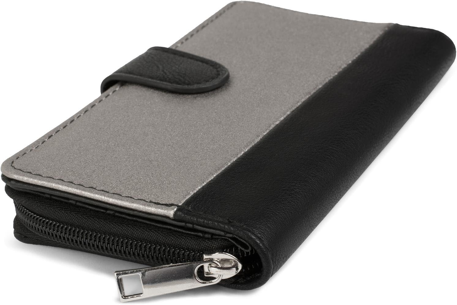 styleBREAKER Women's Wallet in 2-Tone Metallic Look with Zipper and Snap Button - Image 3