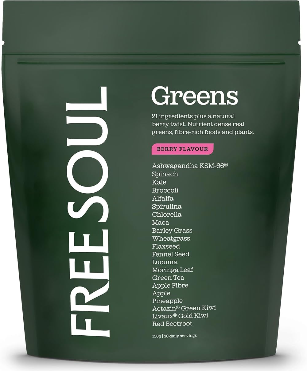 Free Soul Greens 21 Advanced Greens Berry Flavour 30 Servings UK Made
