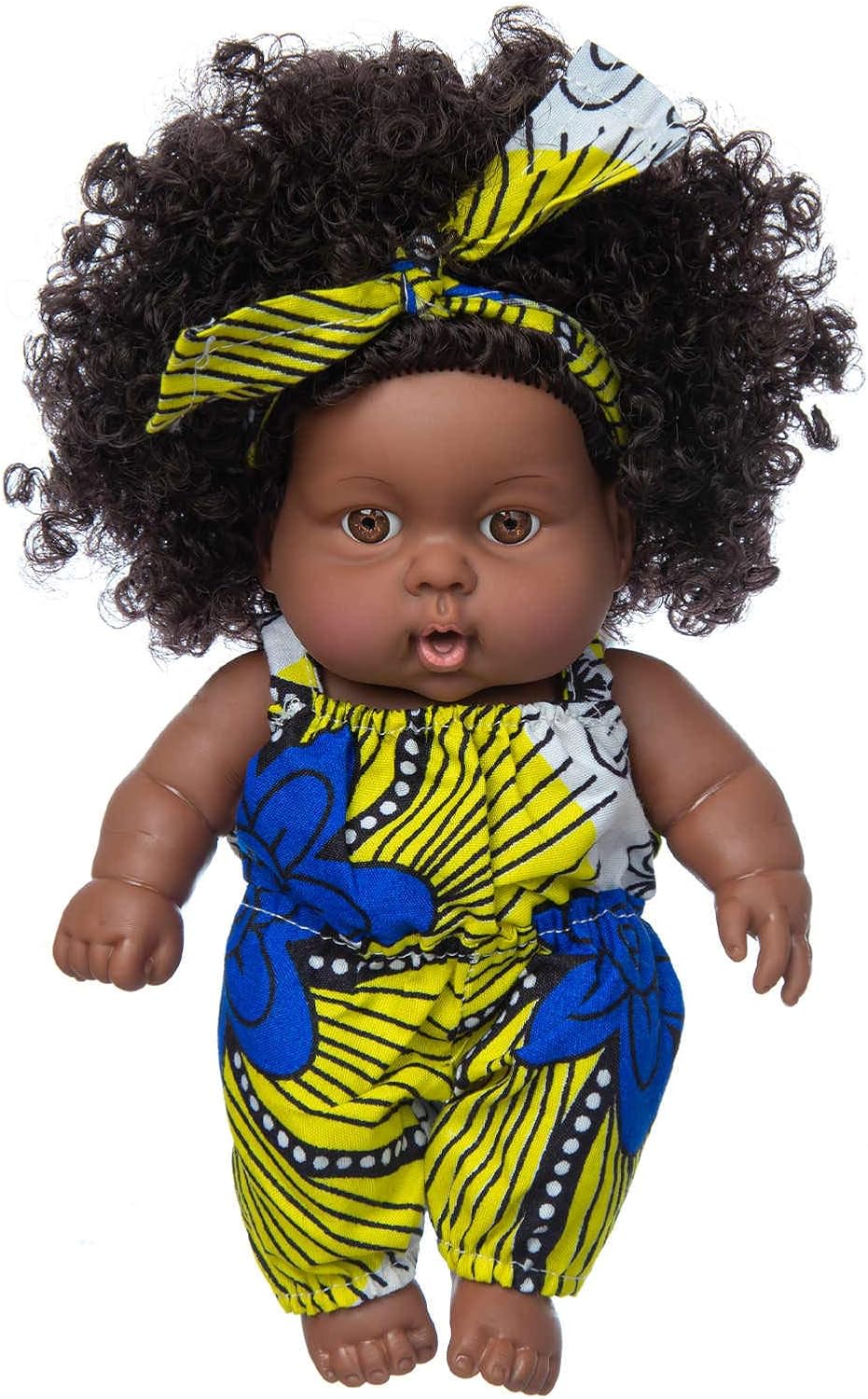 Black Doll African Girl Baby Doll, Explosive Hairstyle Washable