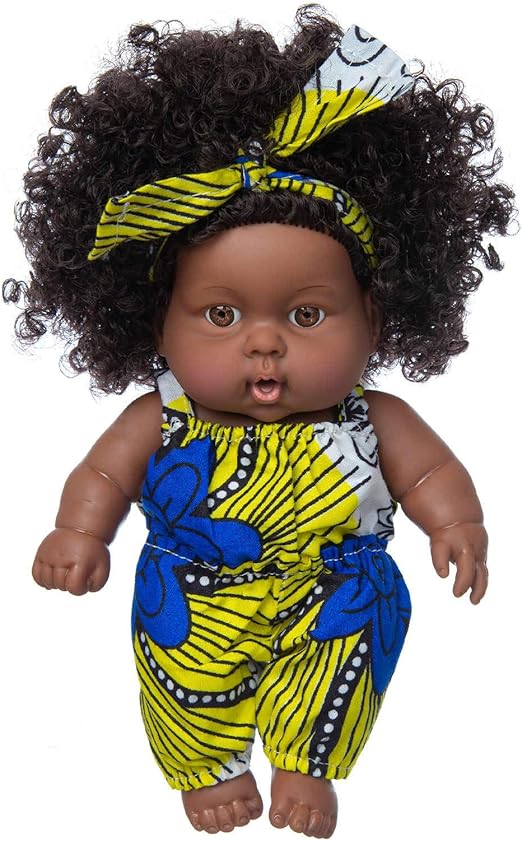 Black Doll African Girl Baby Doll, Explosive Hairstyle Washable