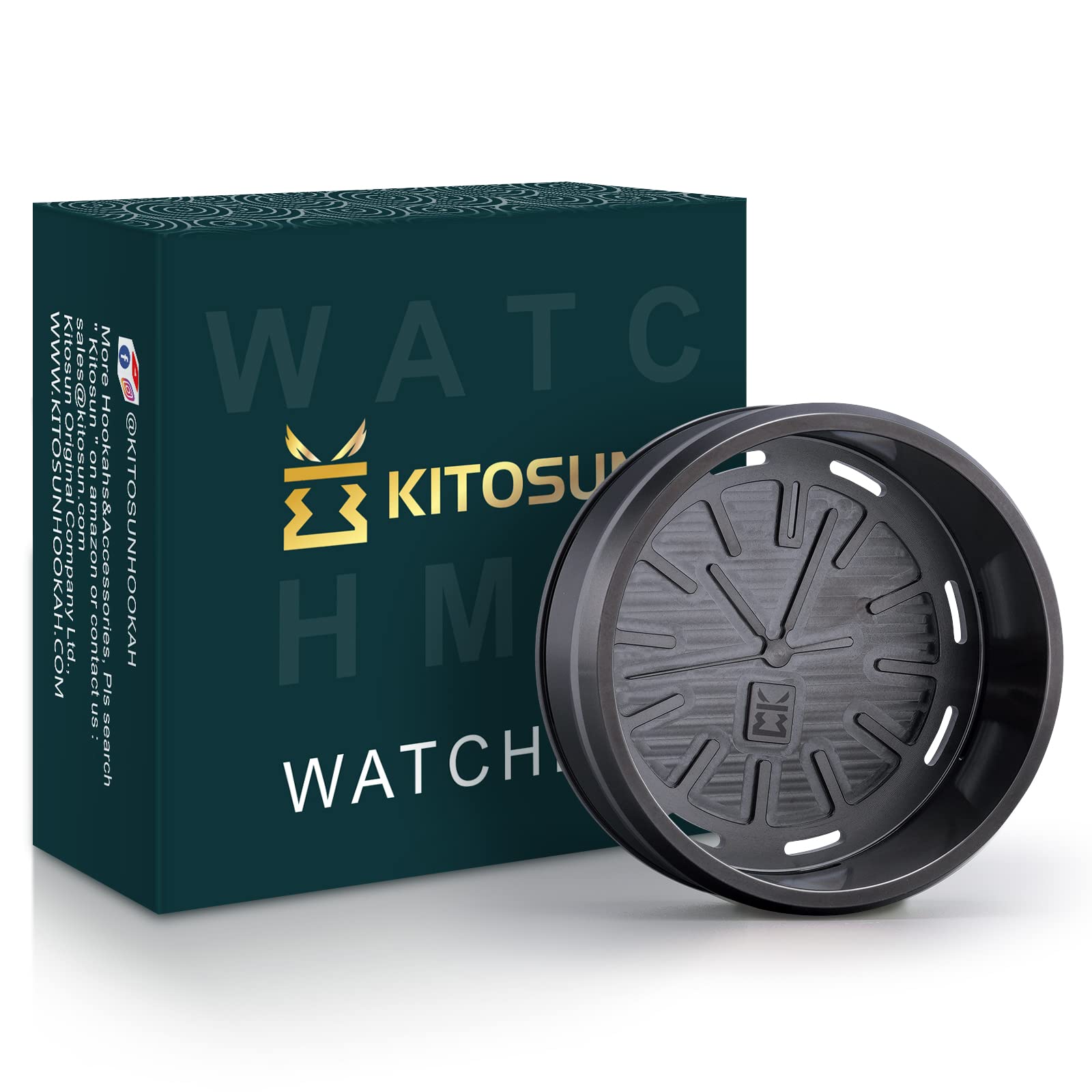 KITOSUN WatcHMD Charcoal Heat Management Device Stainless Steel HMD Coals Holders Tray, Easy Hold 3 Pieces 26 MM Coconut Charcoals Cubes (OwatcHMD-Gun)