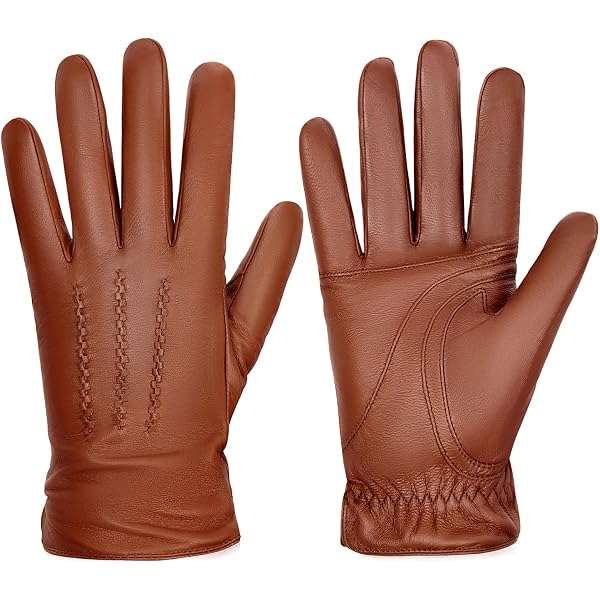 Guanti Invernali Uomo In Pelle Di Pecora Con Fodera In Cashmere - Touchscreen E Antiscivolo Per Guida E Moto, Regalo Idea