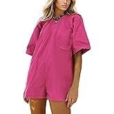 Athlisan Rompers for Women Casual Oversized Athletic Workout Tee Romper Jumpsuits Overalls with Pockets