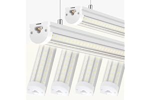 Skymoatled T12 8FT LED Shop Light Garage light,130W 5000K 20800LM Daylight Color,Hanging/Surface Mount,Super Bright,Plug and Play,Linkable Commercial Bay Lighting for Warehouse Basement Workshop 6Pack