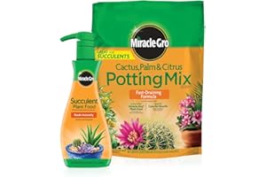 Miracle-Gro Cactus, Palm & Citrus Potting Mix and Plant Food - Bundle of Soil (8 qt.) and Liquid Plant Food (8 oz.) for Growing and Fertilizing Indoor Succulents